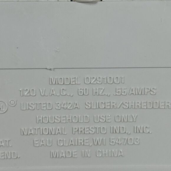 Presto Salad Shooter 0291001 Slicer / Shredder Base Power Unit Only Tested Works - Picture 9 of 9